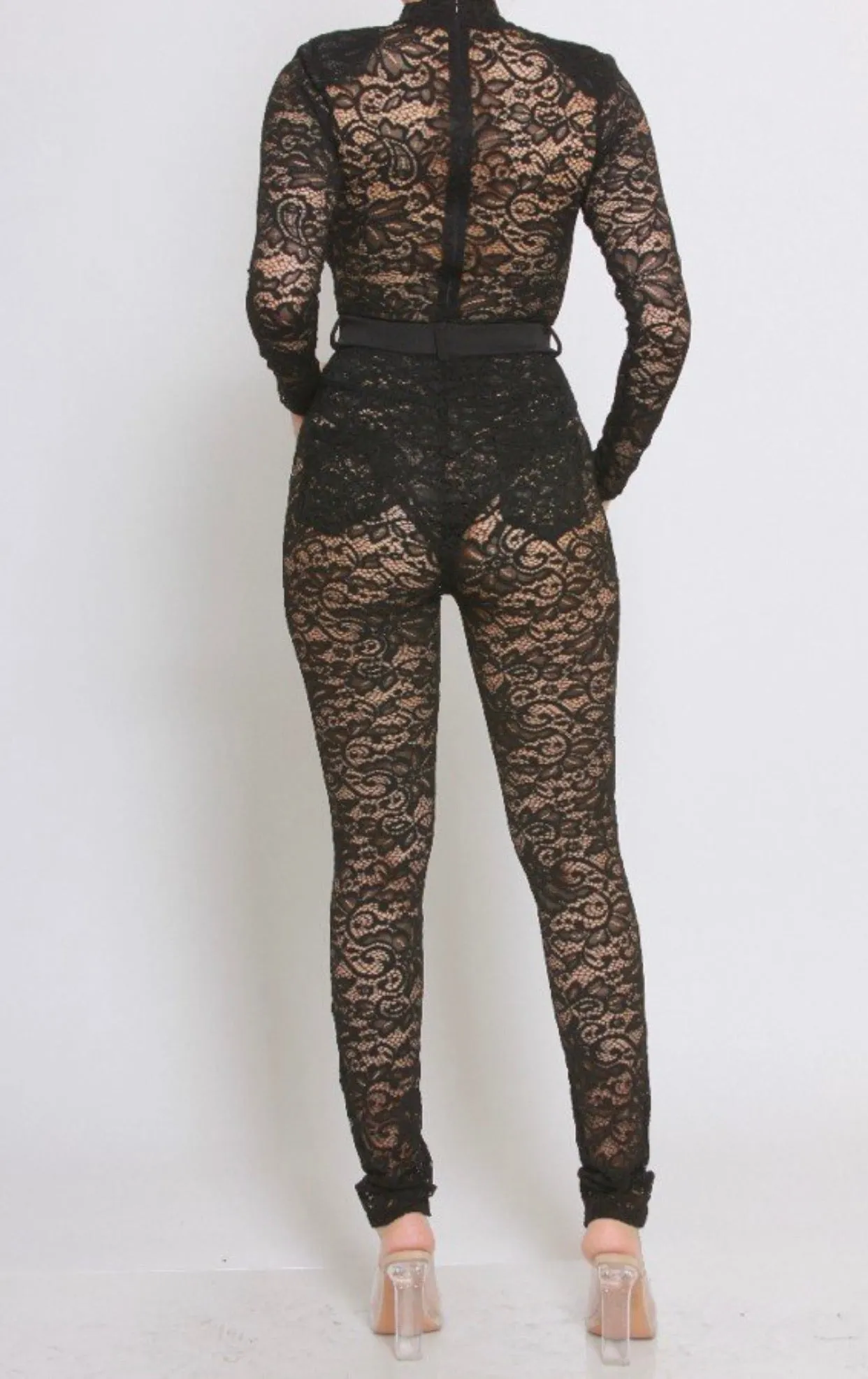 “Business then Party” Lace Bodysuit & Pants set