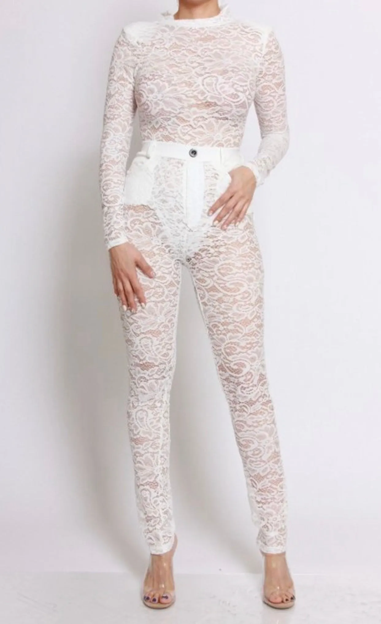 “Business then Party” Lace Bodysuit & Pants set