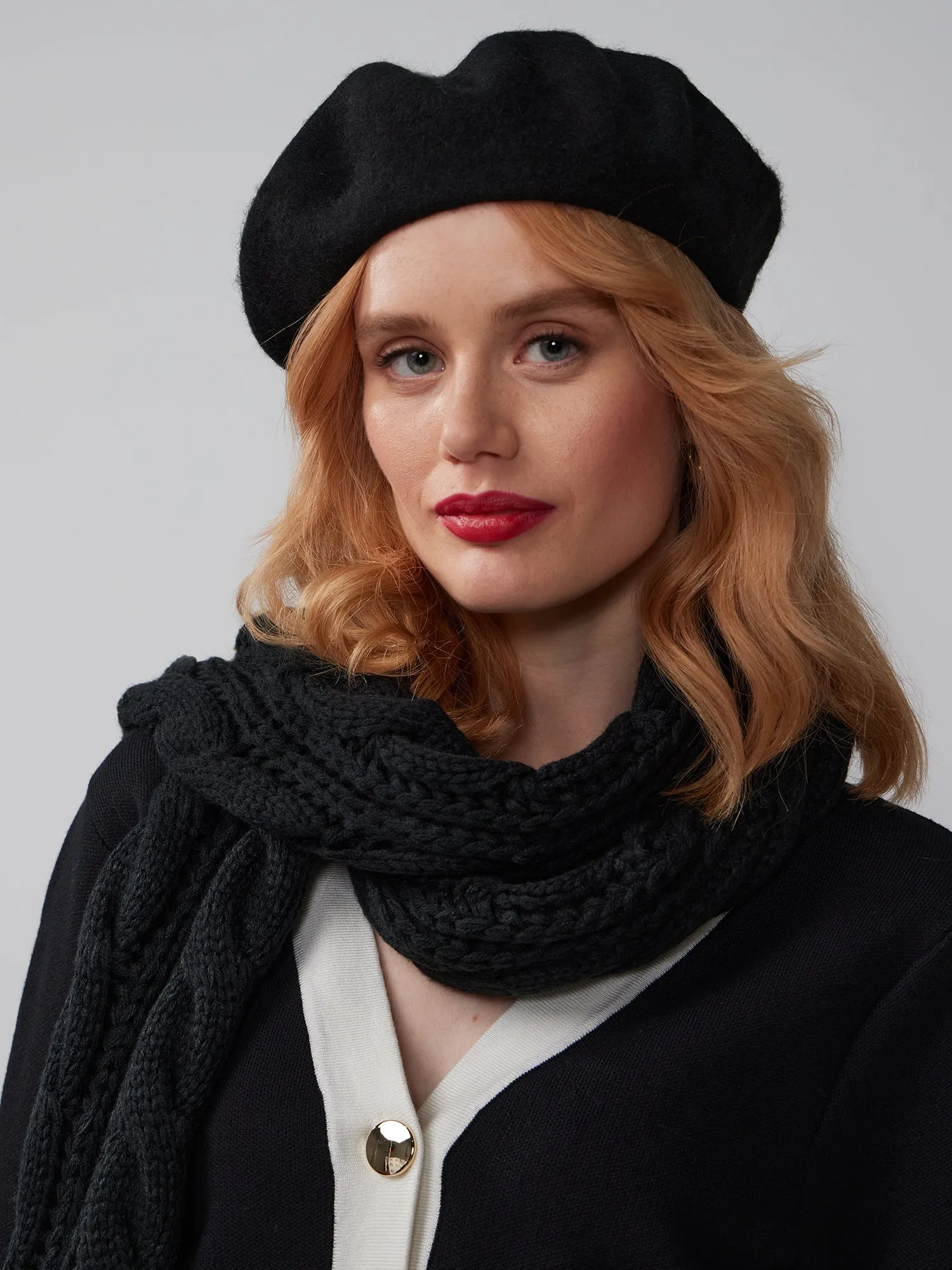 Cable Knit Scarf & Beret Set