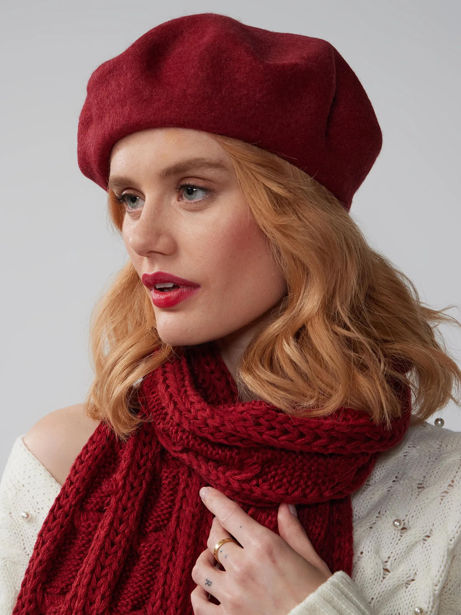 Cable Knit Scarf & Beret Set