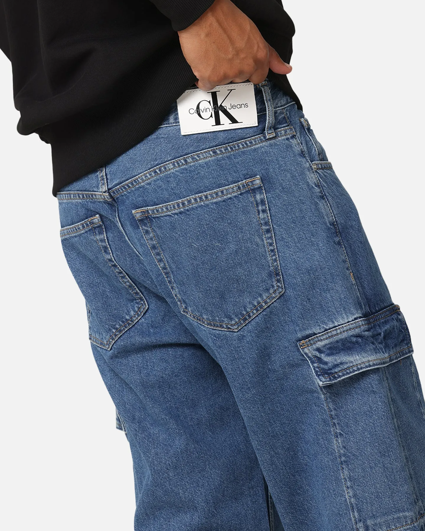 Calvin Klein 90's Loose Cargo Jeans Stone Mid Blue