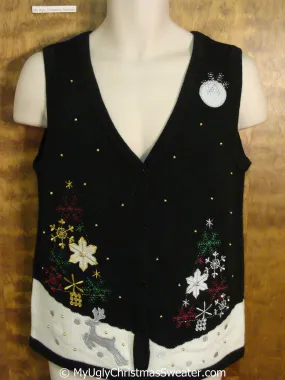 Cheap Winter Wonderland with Reindeer Christmas Sweater Vest