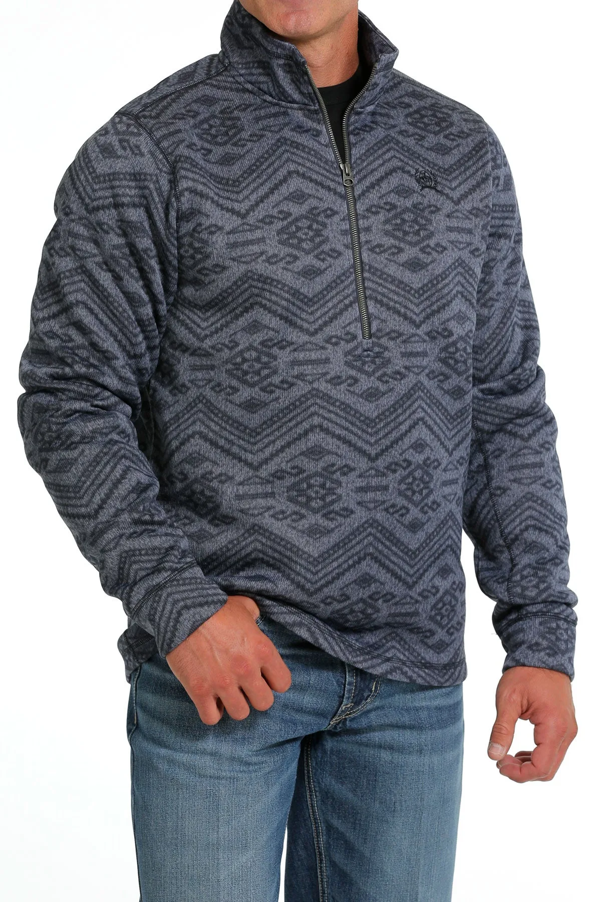 Cinch Men's Half Zip Blue Southwestern Sweater Pullover