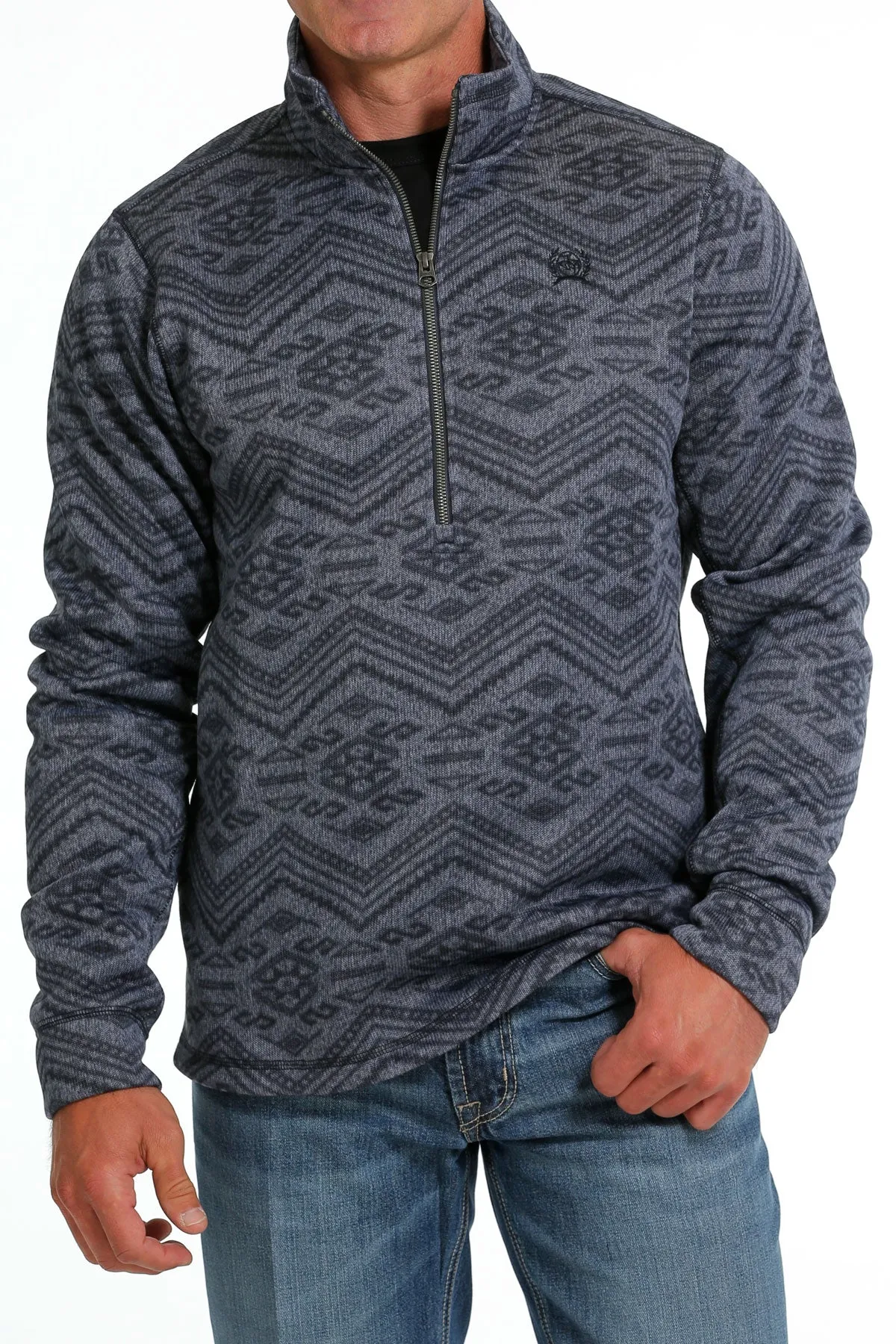 Cinch Men's Half Zip Blue Southwestern Sweater Pullover