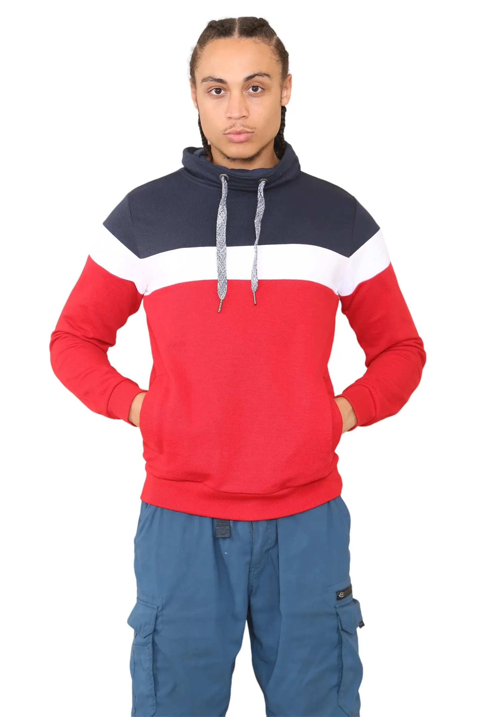 Color Block Pullover Fleece Hoodies for Men