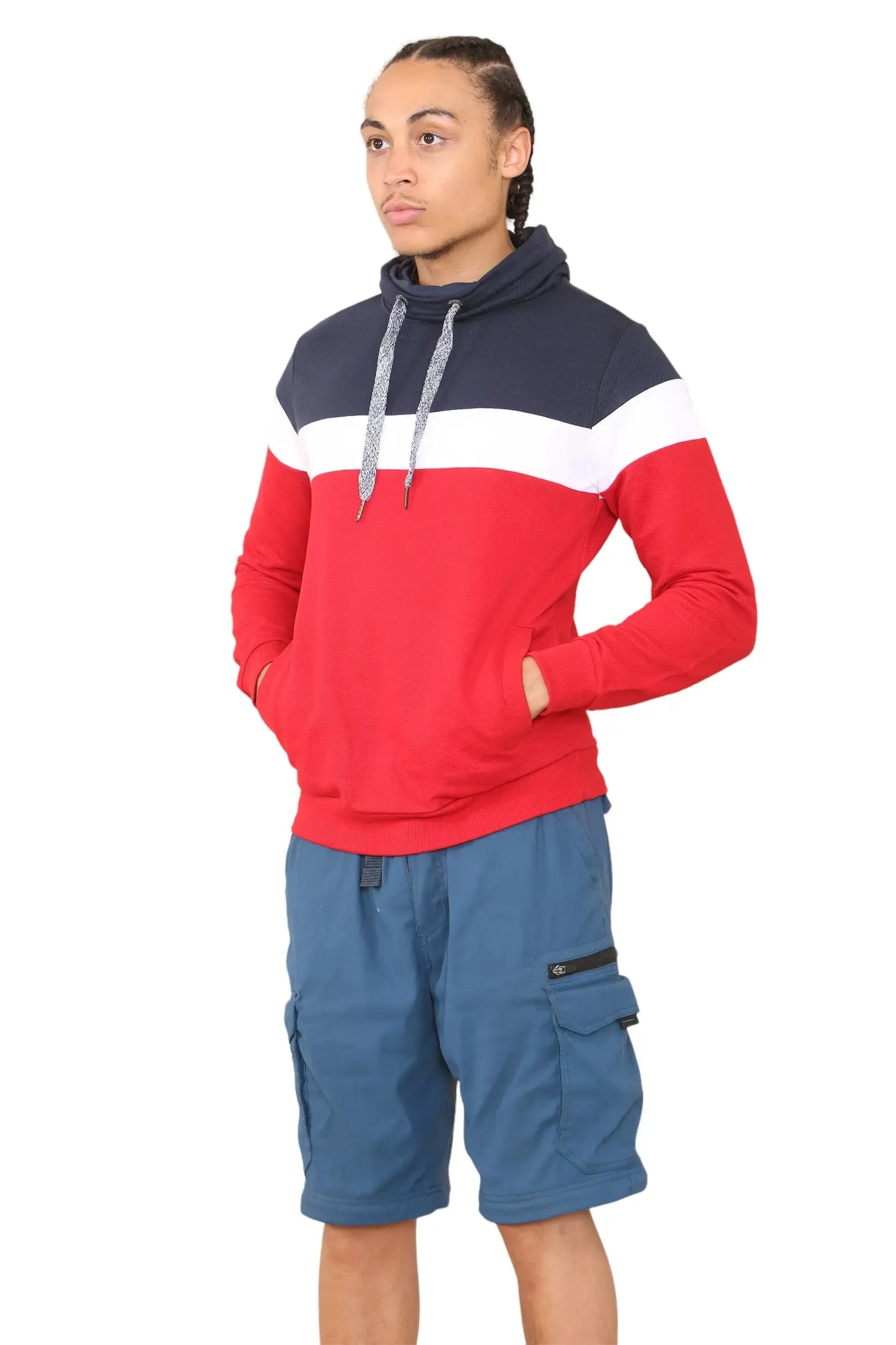 Color Block Pullover Fleece Hoodies for Men