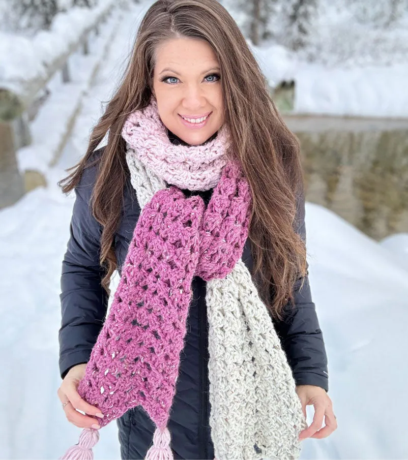 Colour Block Granny Crochet Scarf