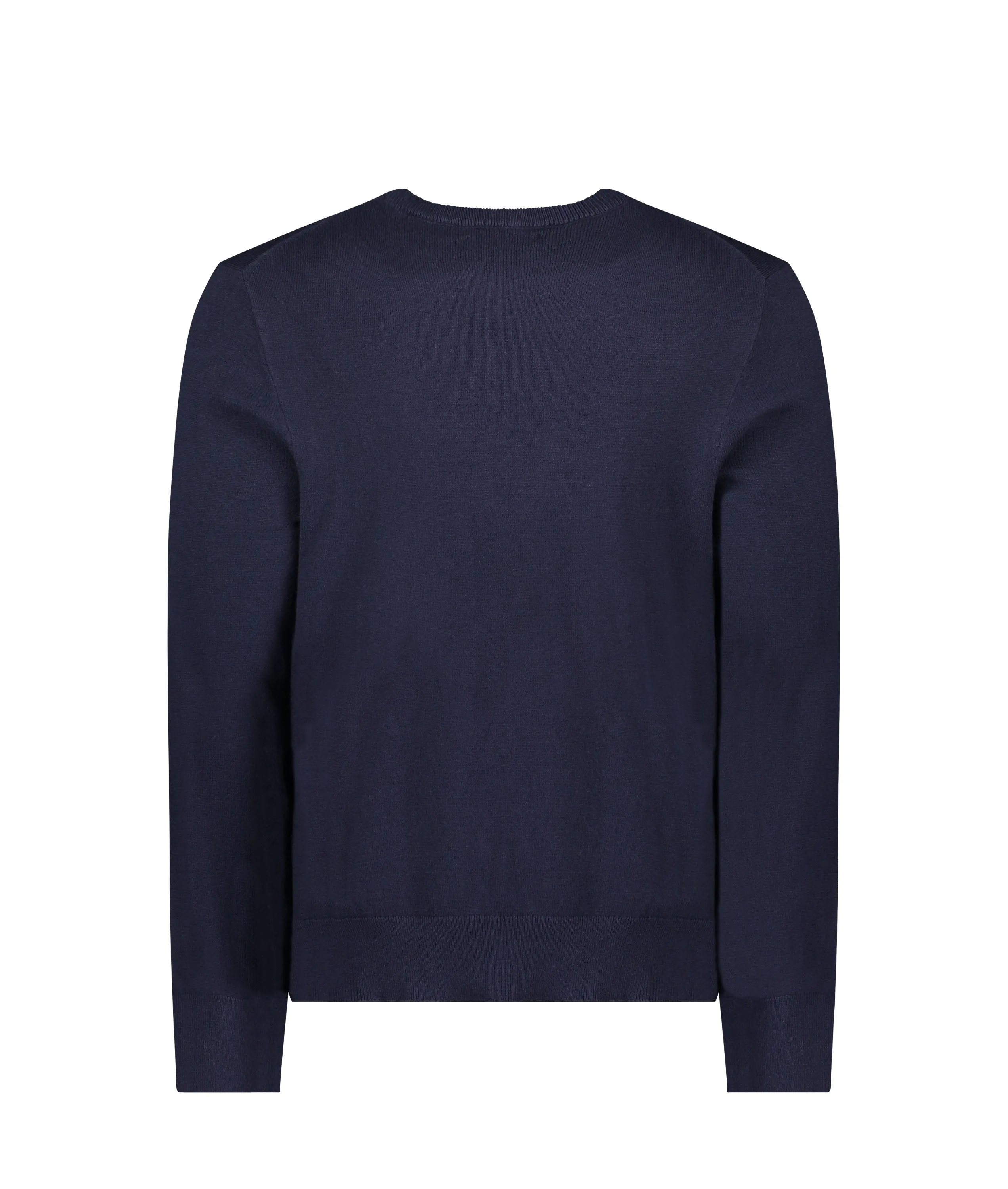 Cotton-Yarn Long Sleeve Pullover Sweater - Navy