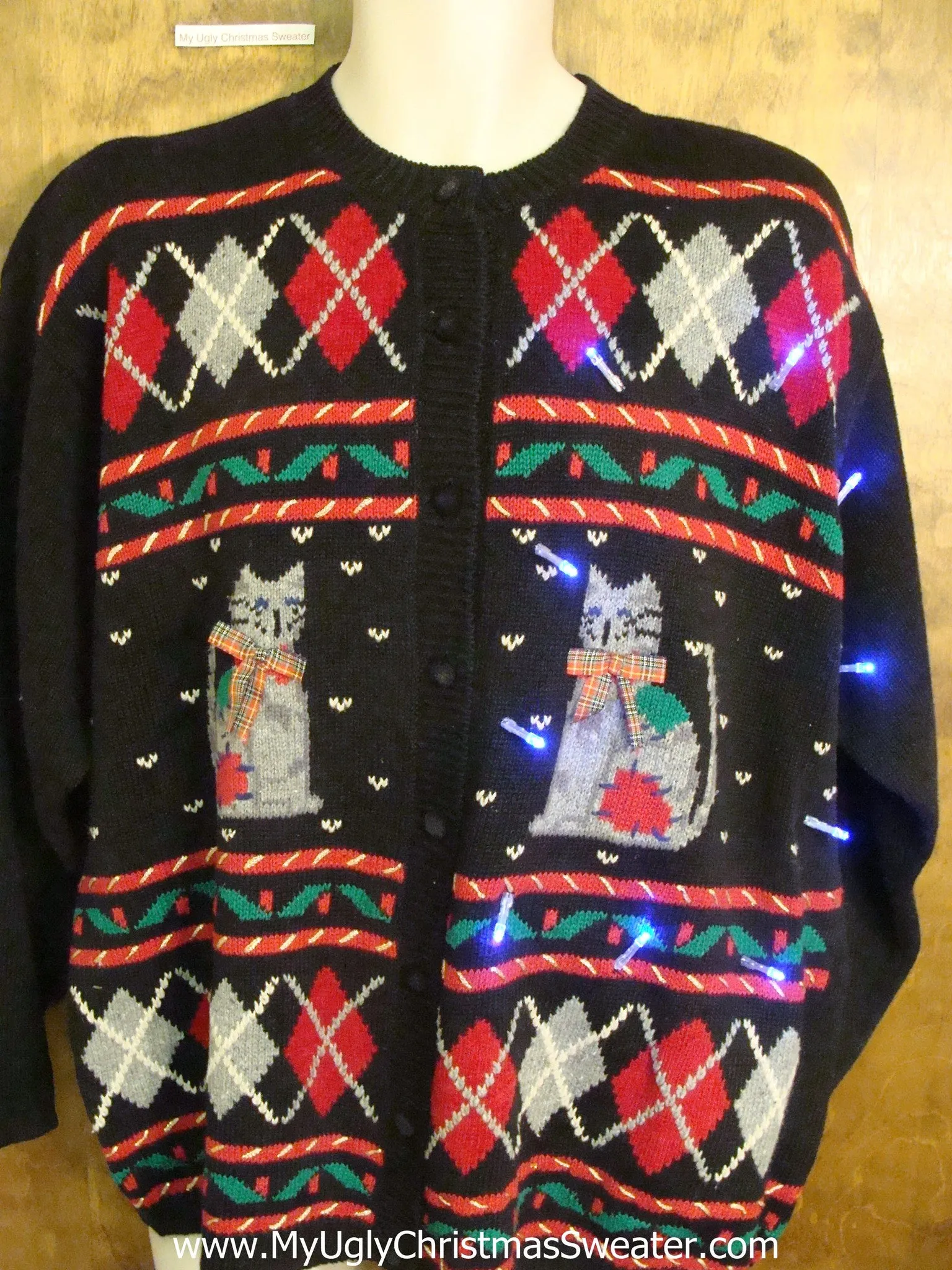 Crazy Cat Lady 80s Holiday Christmas Sweater