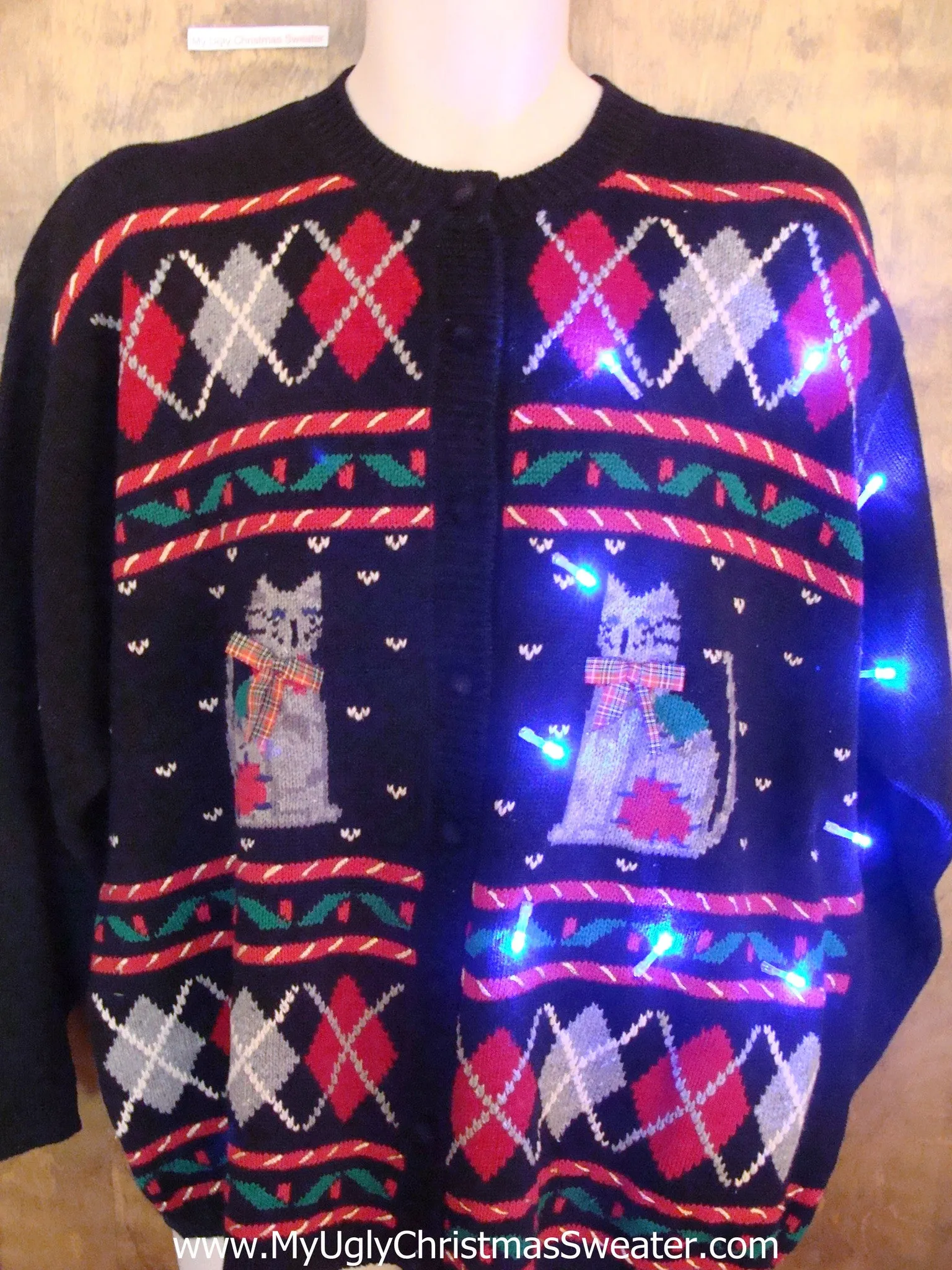 Crazy Cat Lady 80s Holiday Christmas Sweater