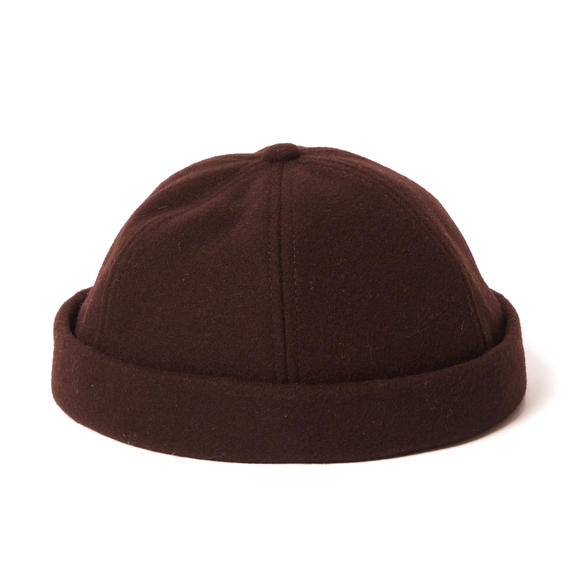 Crown Cap 1-011F Melton Wool Beanie Cap - Brown