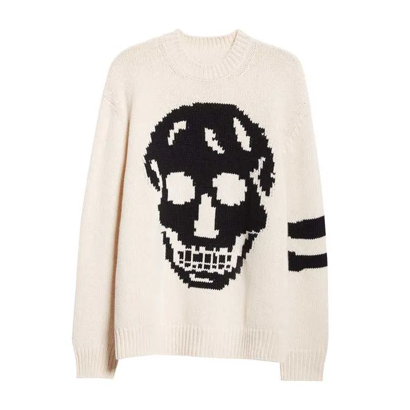 Custom Skull Pattern Wool Blend Knit Sweater - OEM/ODM Knitwear Manufacturer