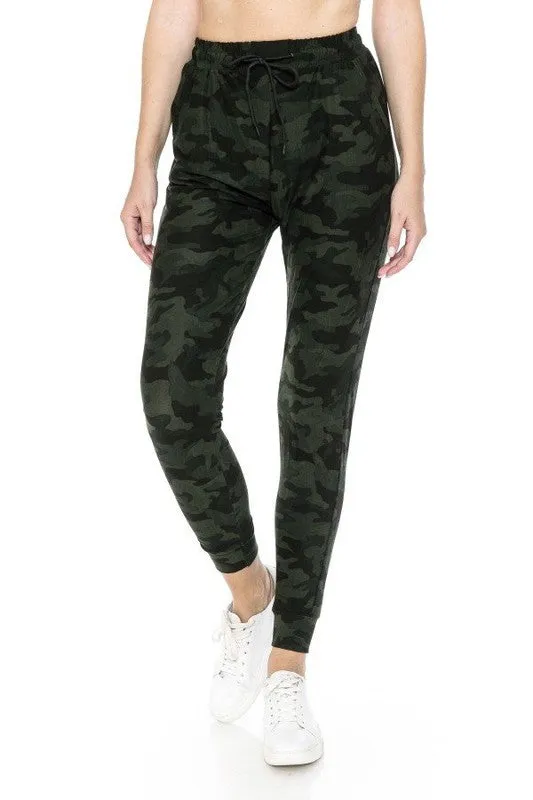 Dark Olive Camo -JOGGER PANTS BUTTERY SOFT - Final Sale