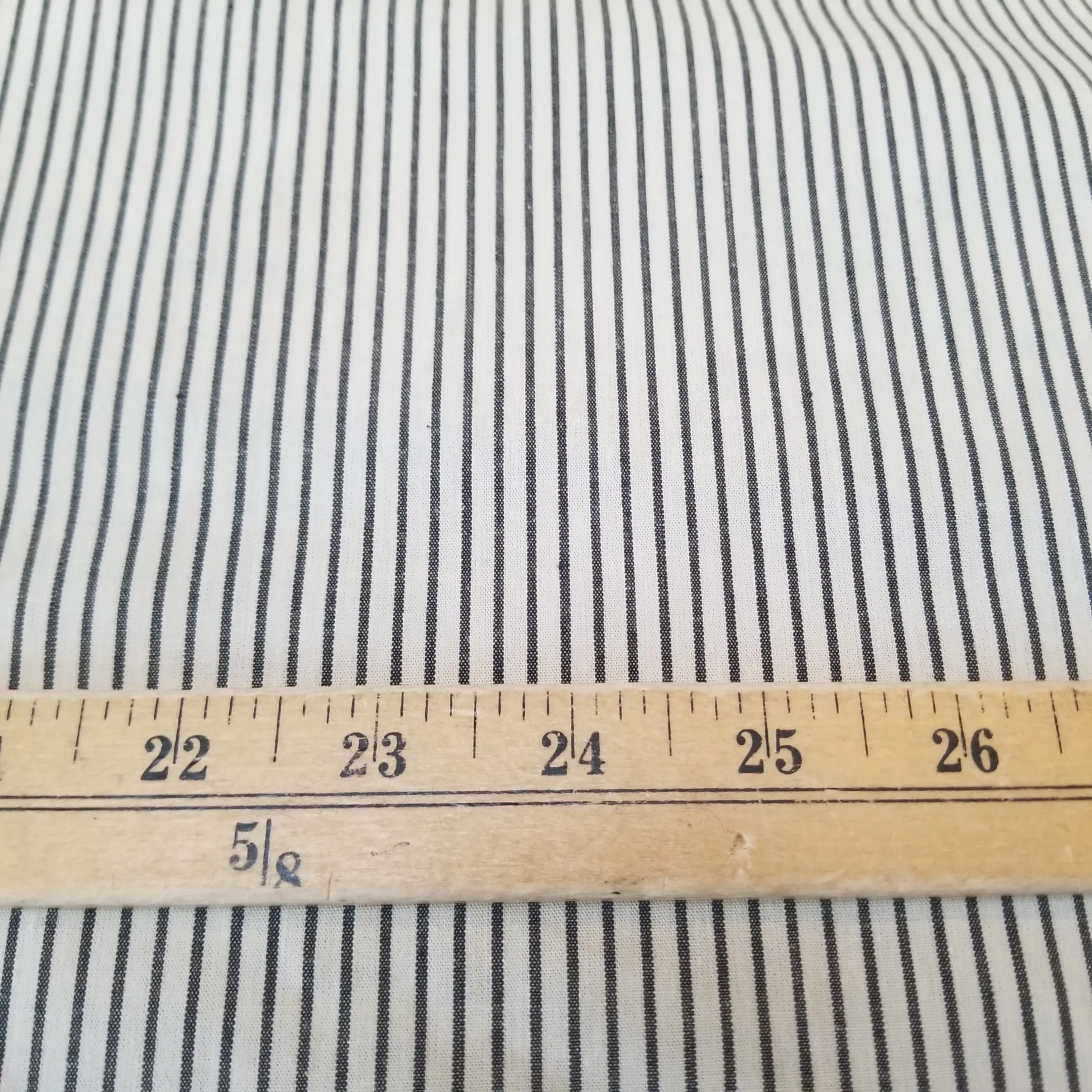 Designer Deadstock Cotton Shirting Vertical Micro Stripe Black and Cream Woven- by the yard