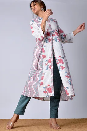 Dharan "Suhaani Kurta" White Block Printed Kurta