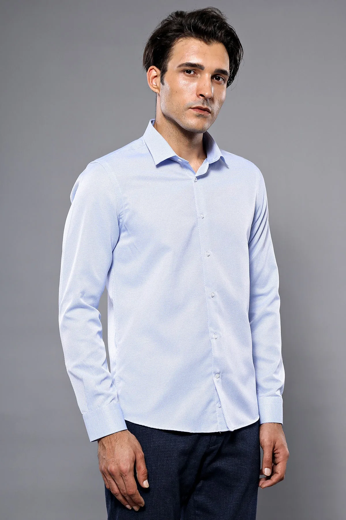 Dot Patterned Casual Blue Shirt | Wessi - Wessi