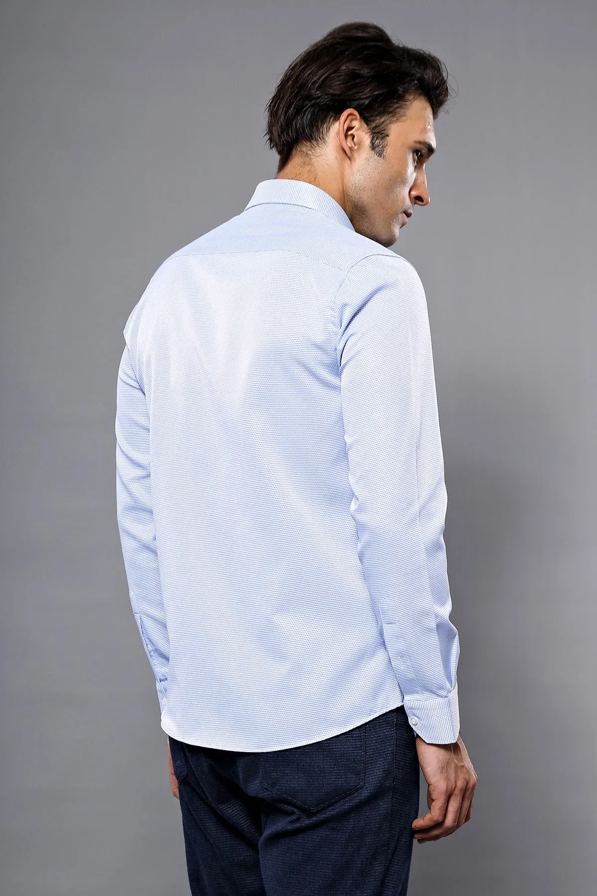 Dot Patterned Casual Blue Shirt | Wessi - Wessi