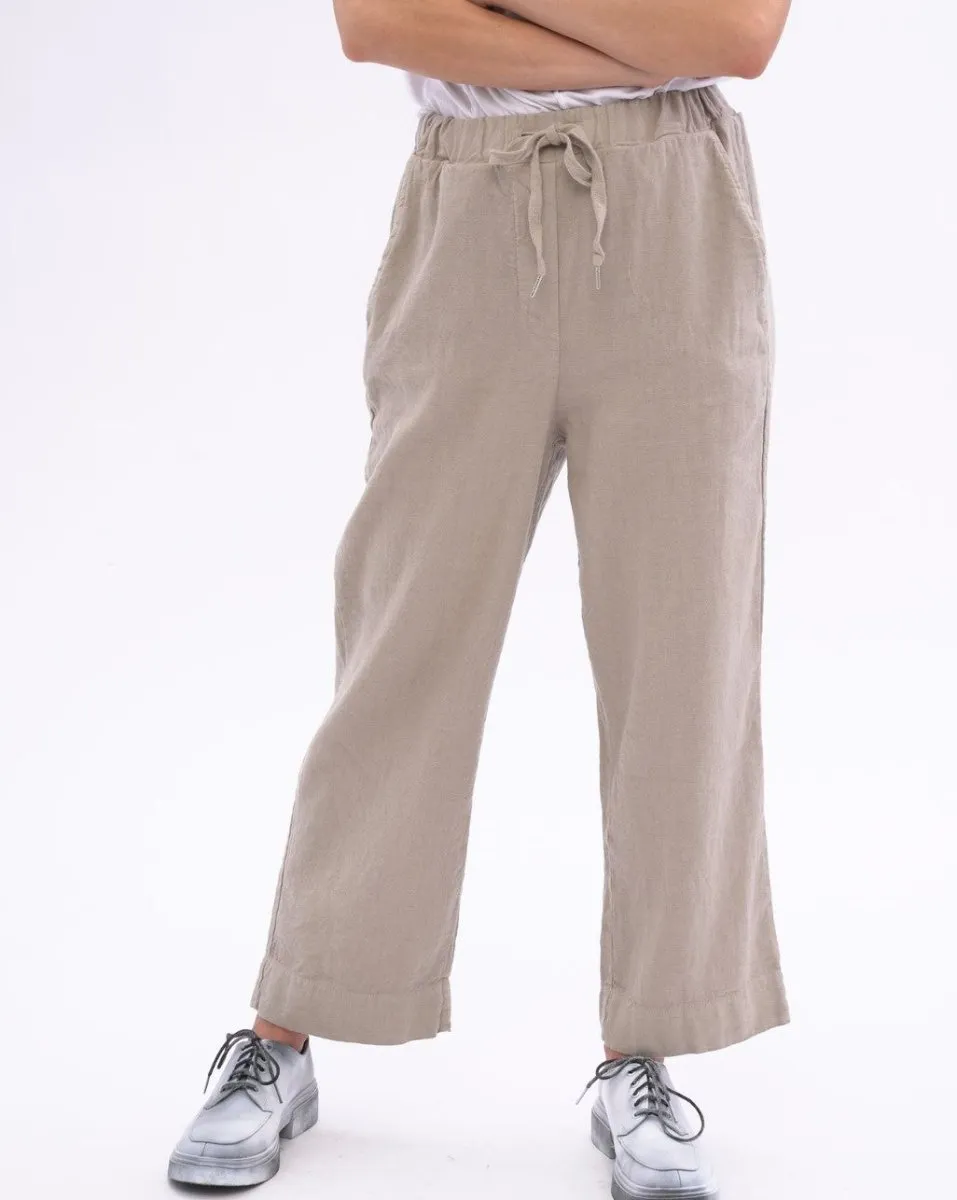 Elastic Cotton Linen Blend Pants