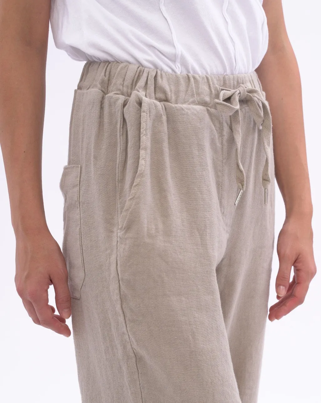 Elastic Cotton Linen Blend Pants