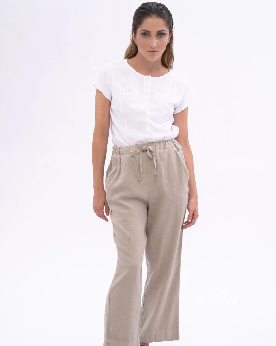 Elastic Cotton Linen Blend Pants