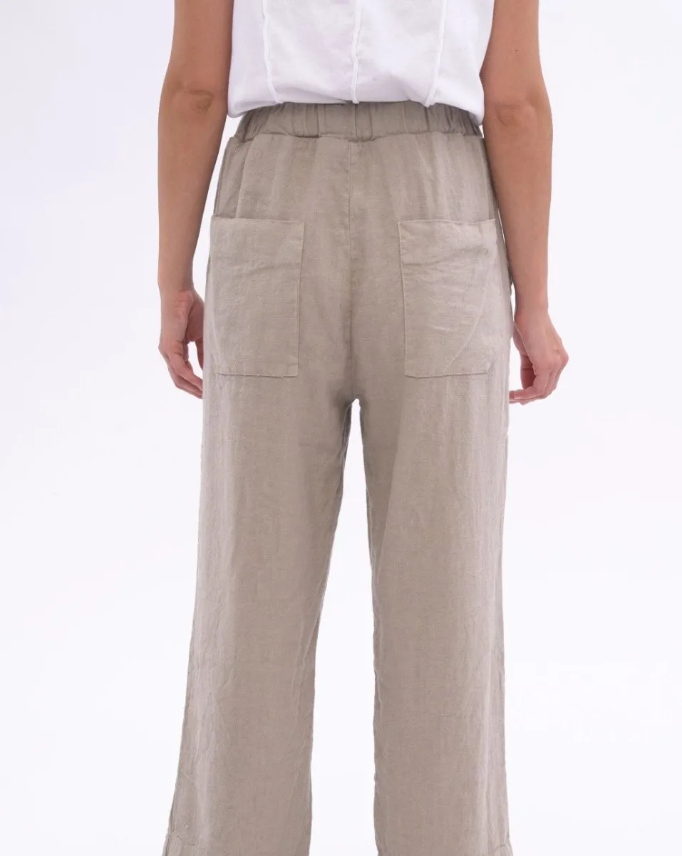 Elastic Cotton Linen Blend Pants