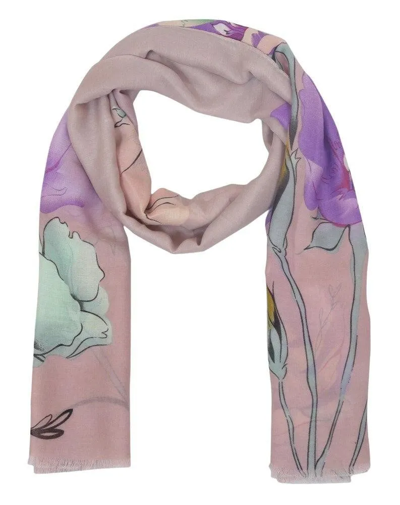 FabSeasons Purple Viscose Colorful Floral Printed Soft & Stylish Scarf