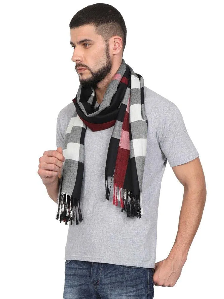 FabSeasons Unisex Black Checkered Scarf