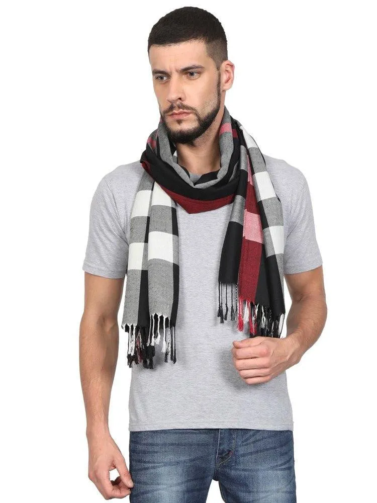 FabSeasons Unisex Black Checkered Scarf