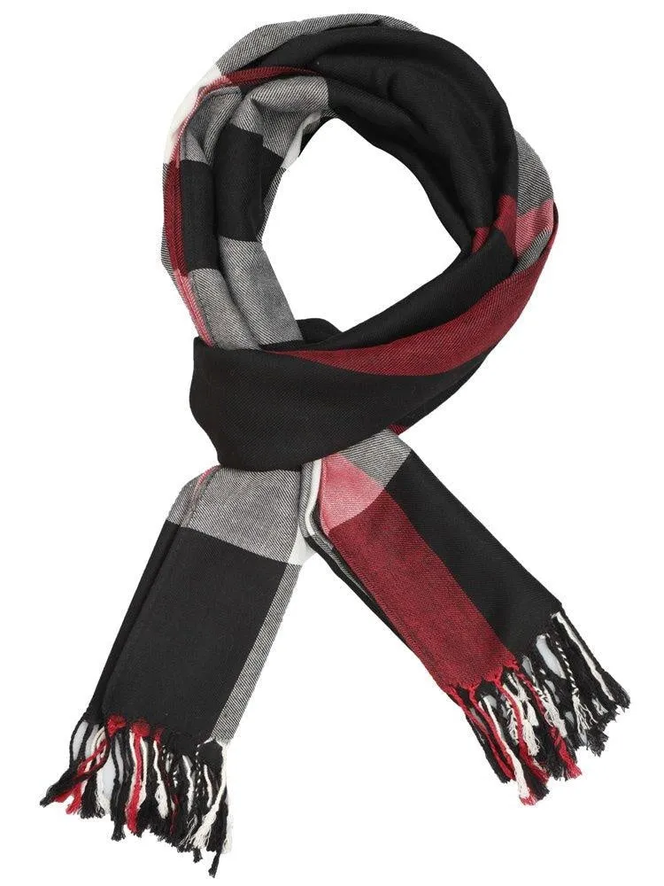 FabSeasons Unisex Black Checkered Scarf