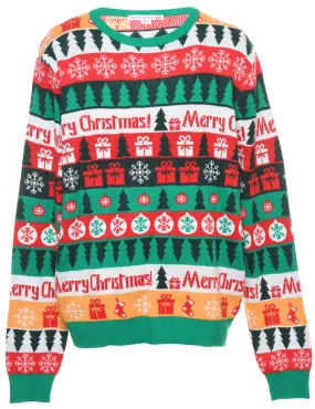 Festive Print Christmas Jumper - XL