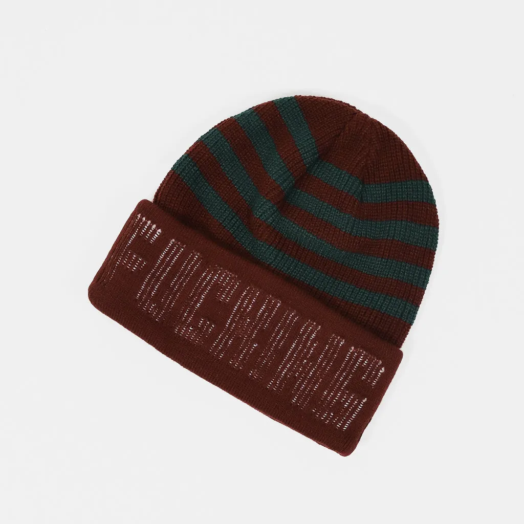 Fucking Awesome - FA World Striped Cuff Beanie - Maroon / Green