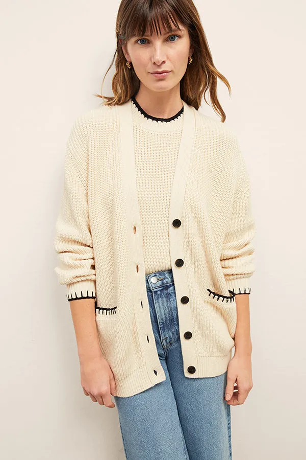 Giada Pullover - Contrast Knit :: Ivory/Black