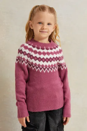 Girls Burgundy Knitted Pullover