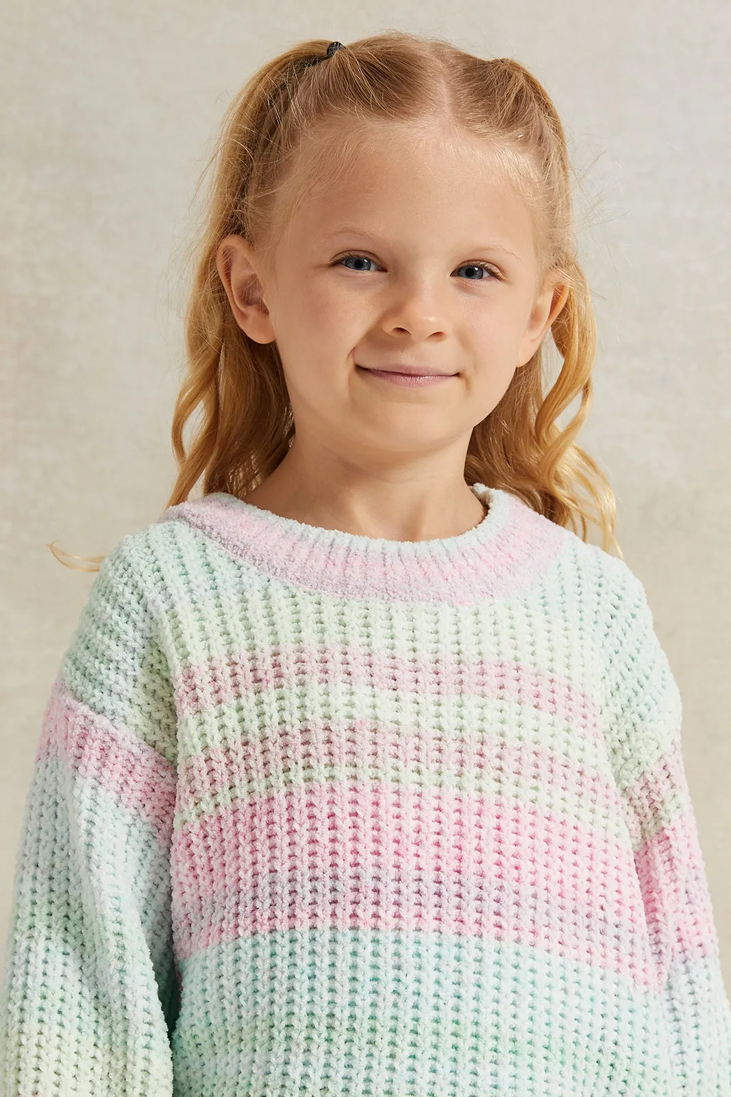 Girls Multicolour Knitted Pullover