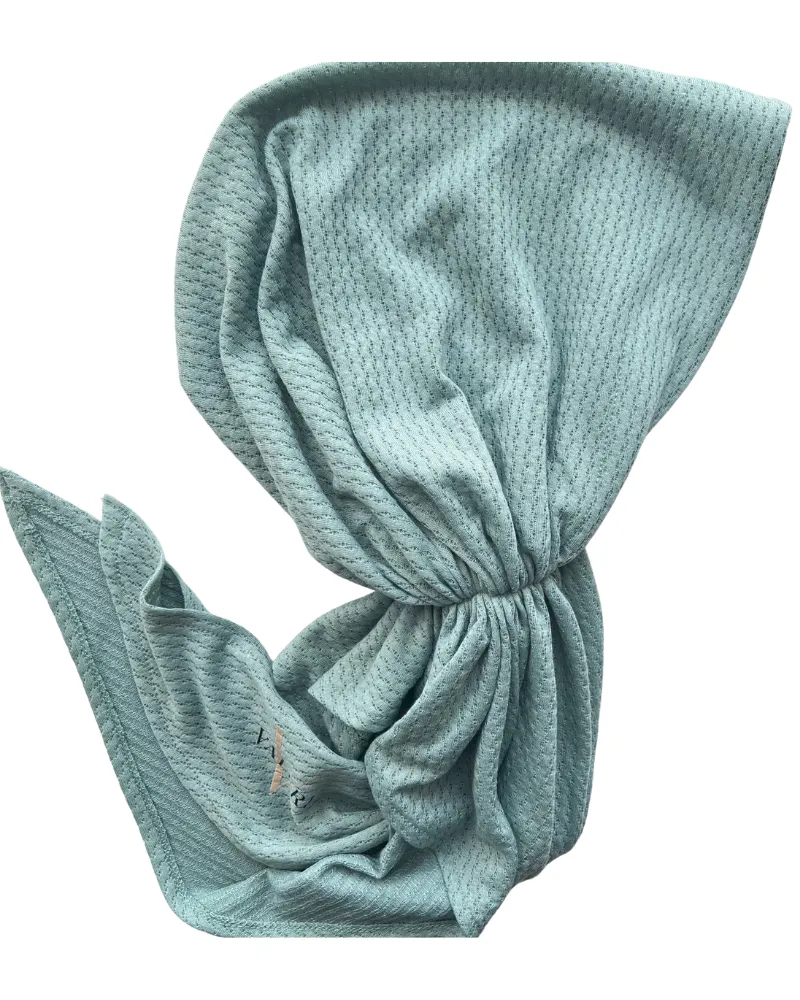 Green Eyelet Knit Pre-Tied Bandanna with Full Grip