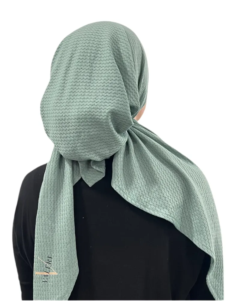 Green Eyelet Knit Pre-Tied Bandanna with Full Grip