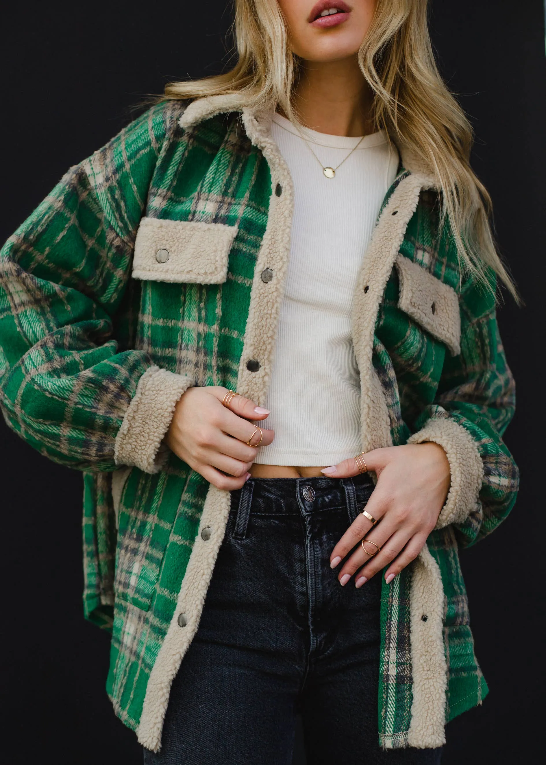 Green, Tan & Gray Plaid Jacket