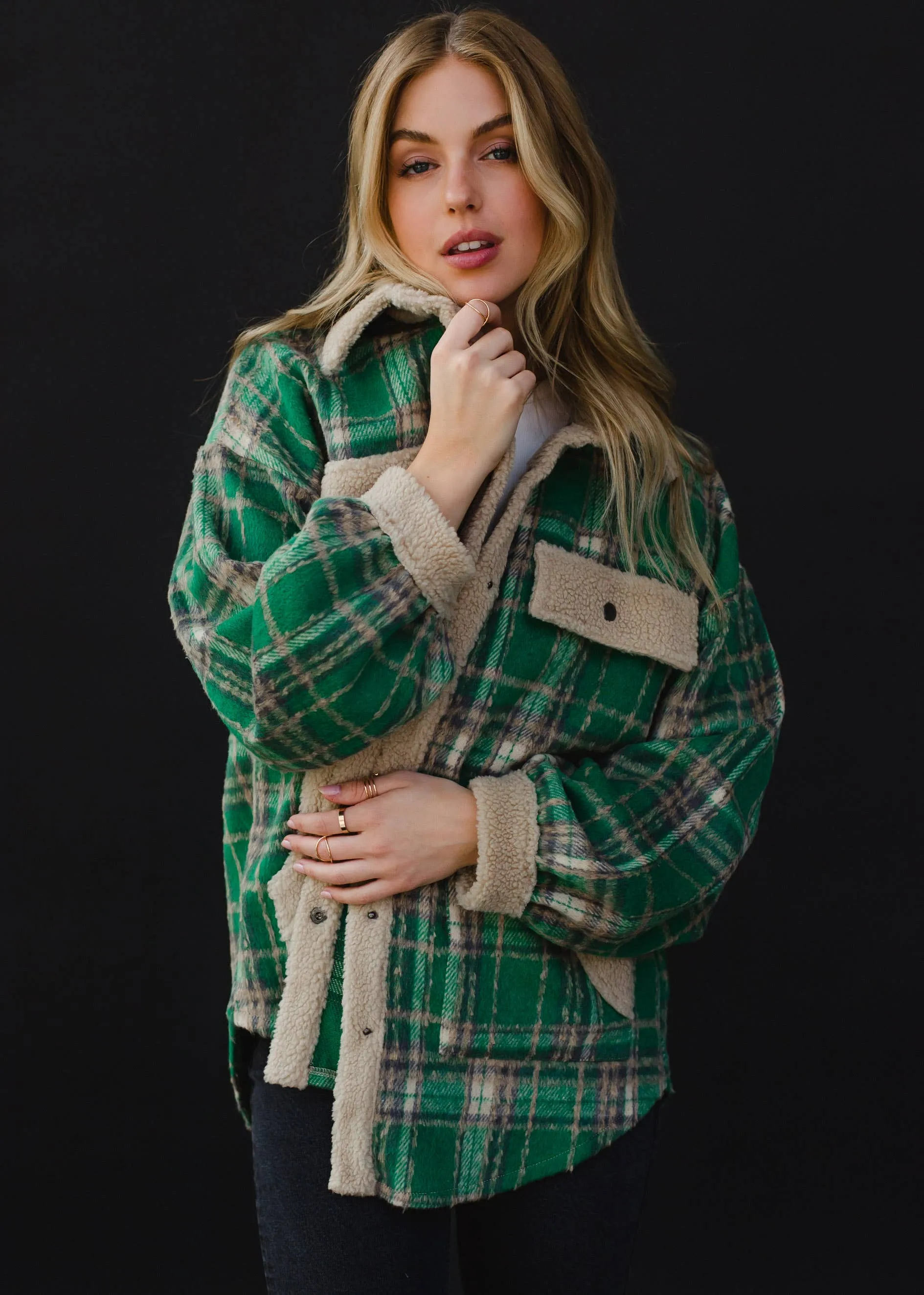 Green, Tan & Gray Plaid Jacket