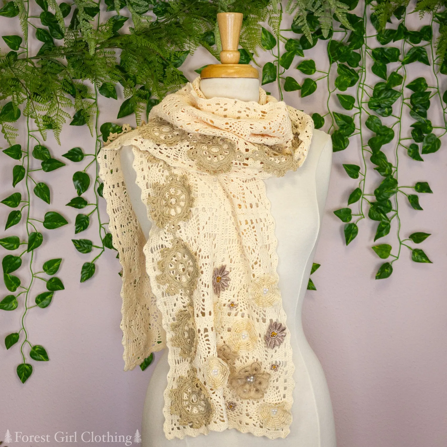 Handmade Crochet Flower Scarf