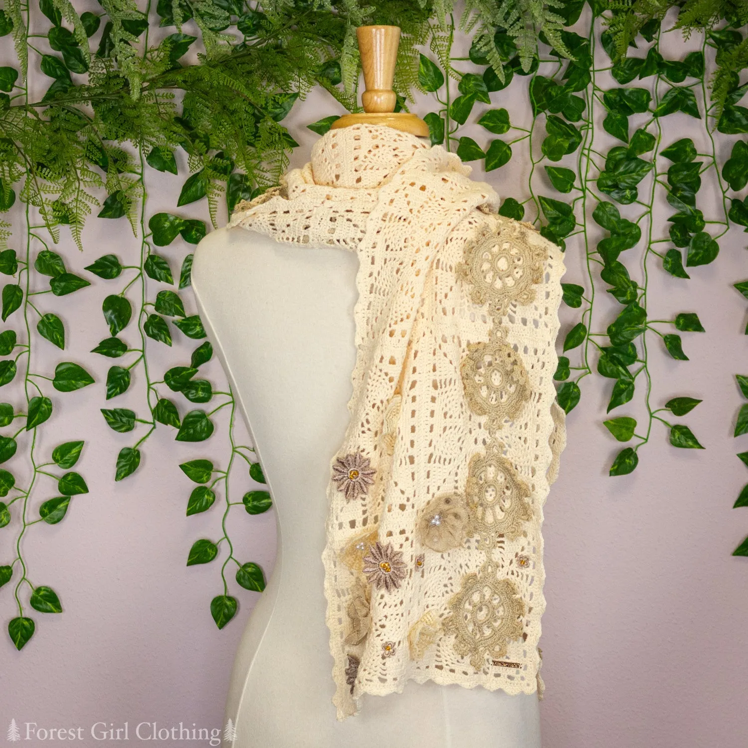 Handmade Crochet Flower Scarf