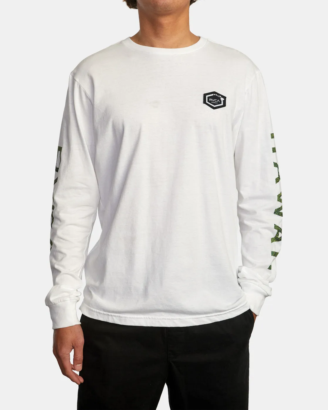 Hawaii Hex Long Sleeve Tee - White