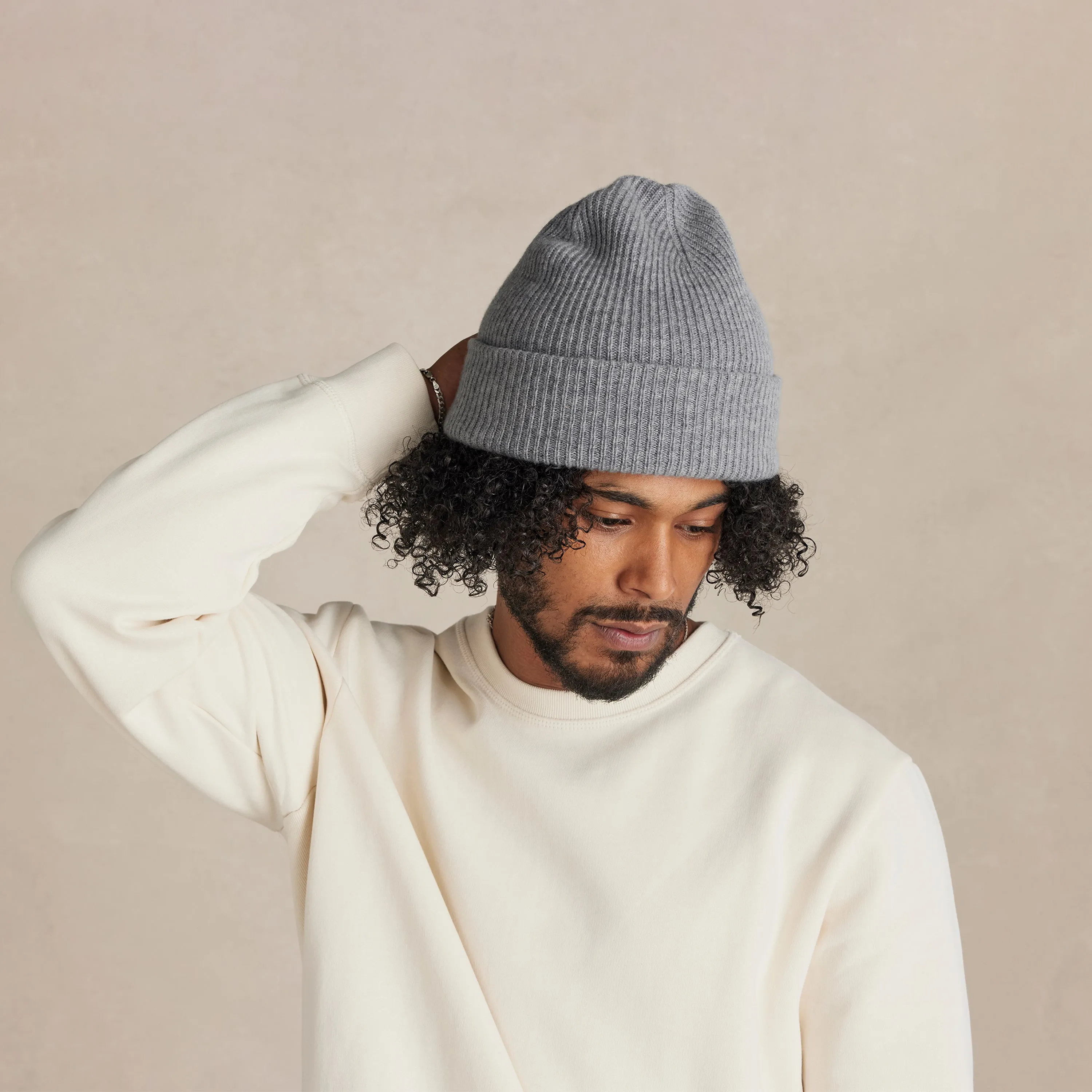 Heather Grey Cashmere Wool Beanie