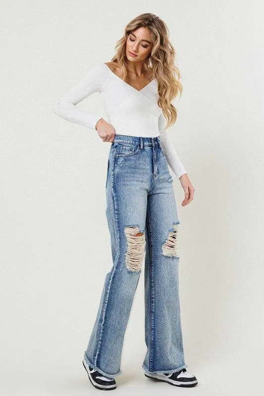 High Rise Wide Leg In Vintage Acid Wash Jeans