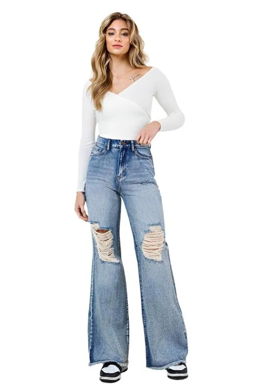 High Rise Wide Leg In Vintage Acid Wash Jeans