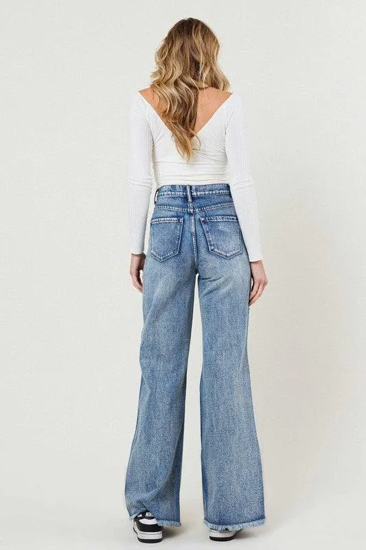 High Rise Wide Leg In Vintage Acid Wash Jeans