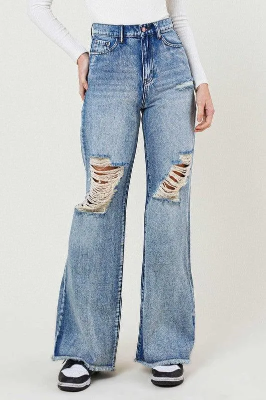 High Rise Wide Leg In Vintage Acid Wash Jeans