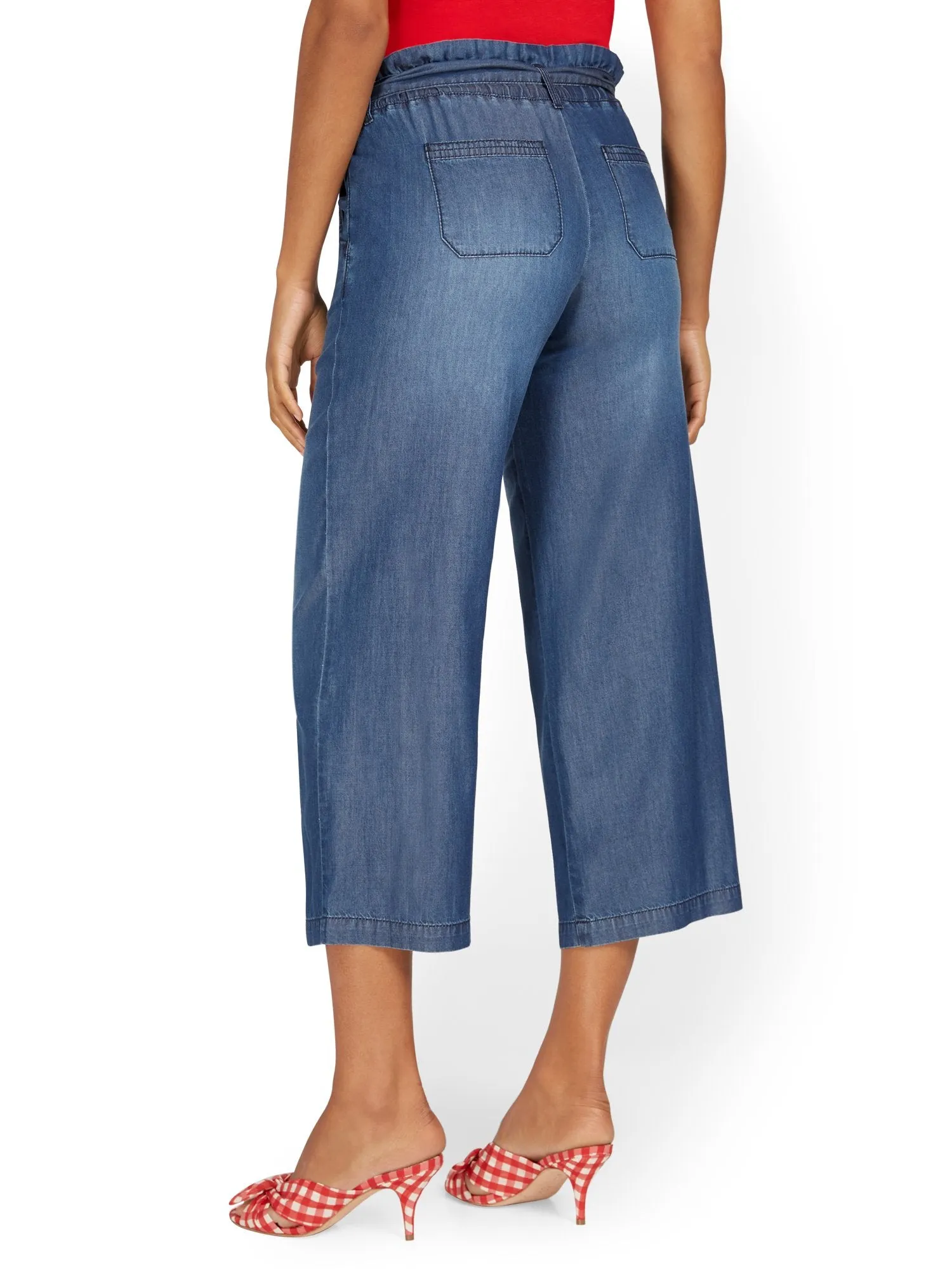 High-Waisted Wide-Leg Capri Jeans