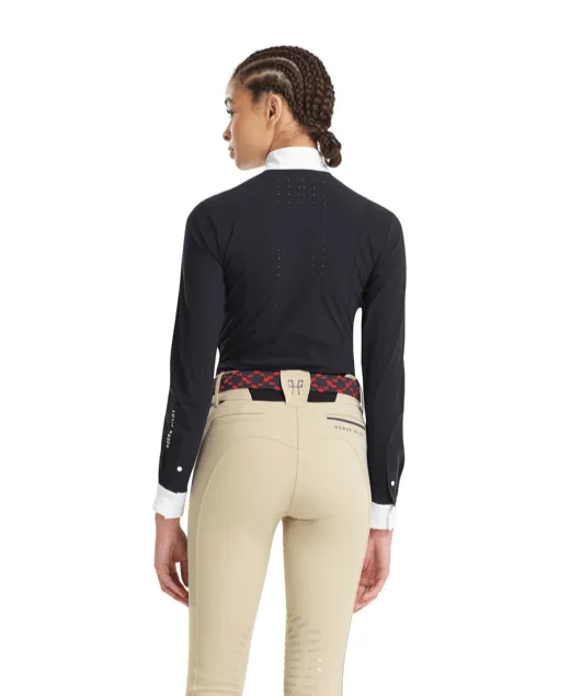 Horse Pilot Monica Long Sleeve Show Shirt - Navy