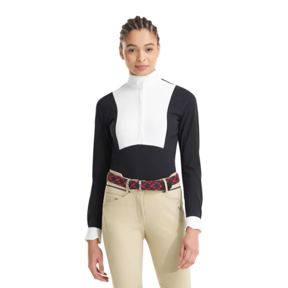 Horse Pilot Monica Long Sleeve Show Shirt - Navy