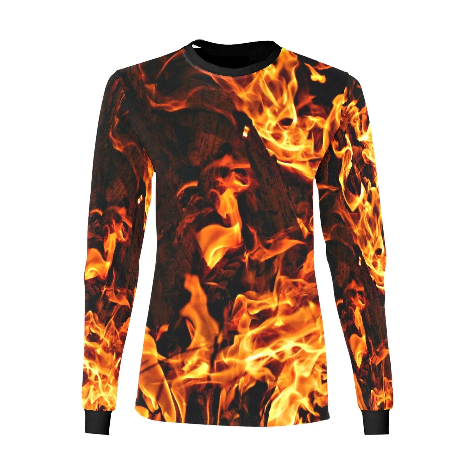 Hot Fire Flames Long Sleeve T-Shirt,Casual Adult Kids,Gift for Christmas/Thanksgiving/Birthday/Graduation/Halloween/Housewarming/Party tops